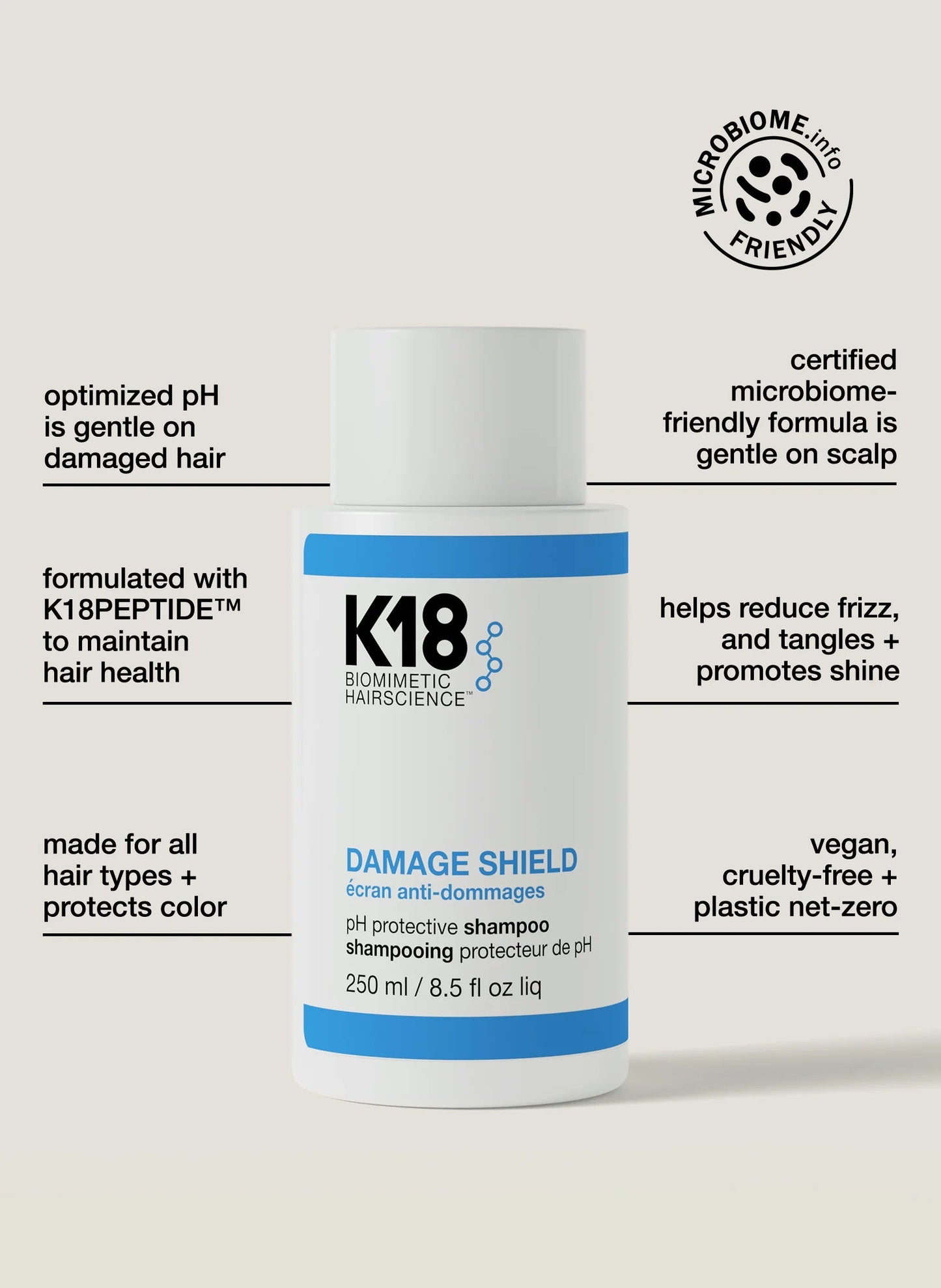 K18 DAMAGE SHIELD pH Protective Shampoo 250ml